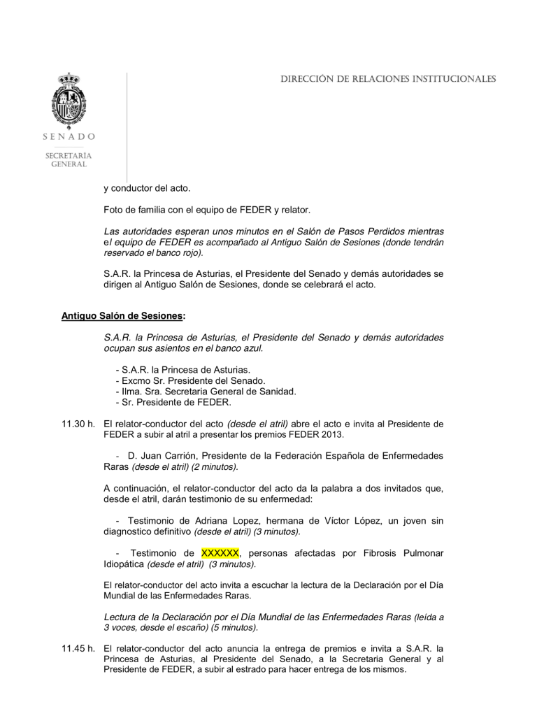 Desarrollo de un acto